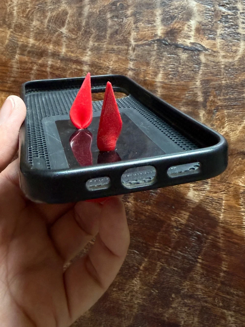 Loopy iPhone 13 Black Phone Case with Red Grip Loop - Righty